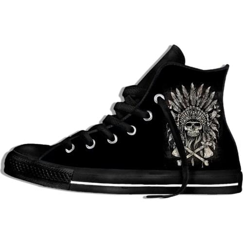 Indian Chief Skull Novelty Design Fashion Lightweight High Top Canvas Shoes Men Women Casual Breathable Sneakers