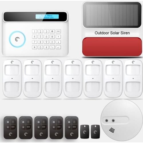 IOS Android APP Control Wireless Home Security GSM Alarm System Remote Control smoke sensor Autodial Smart with outdoor siren
