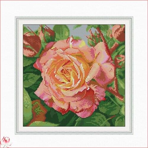 Joy Sunday Beautiful A Pink Rose 14CT 11CT Counted And Stamped Home Decor Needlework Needlepoint Cross Stitch Kits