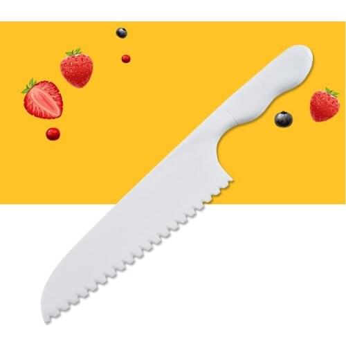 Kitchen Knife for Kids Saftey Knife Lettuce Salad Knife Serrated Plastic Cutter Slicer Cake Bread Cook Children DIY SN972