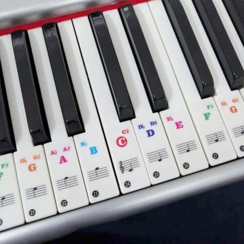 Multi-Color Piano Keyboard Stickers for 88/61/54/49/37 Key Electronic Keyboard Key Piano Stave Note Sticker Symbol for White Key