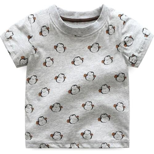 2018 Newest Loving fashion Penguin printing T-shirt Kids Baby Clothes Boys Girls Clothing Short Sleeve Casual T-shirt