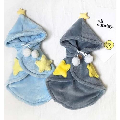 Original star pet cloak Teddy autumn and winter cat clothes plus velvet thick Pomeranian small dog clothing