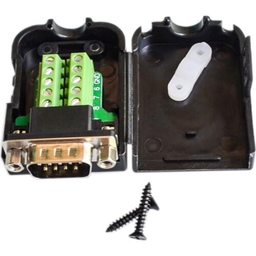 DB9 serial COM transfer-free solder terminals RS232 male connector with back side screw DIY