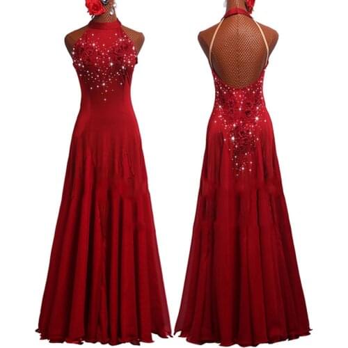 Ballroom Dance Competition Dresses Red Long Dancing Dress Stage Performing Outfit Waltz Dress Tango Wear Ballroom Dress BL2681