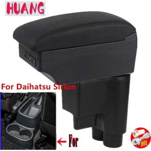 For Daihatsu Sirion armrest box For Daihatsu Sirion Car Armrest Storage Box Central Storage Container with USB LED light