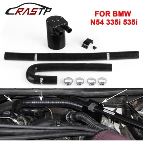 RASTP-Universal Baffled Oil Catch Can Tank With Radiator Silicone Hose for BMW N54 335i 535i RS-OCC016