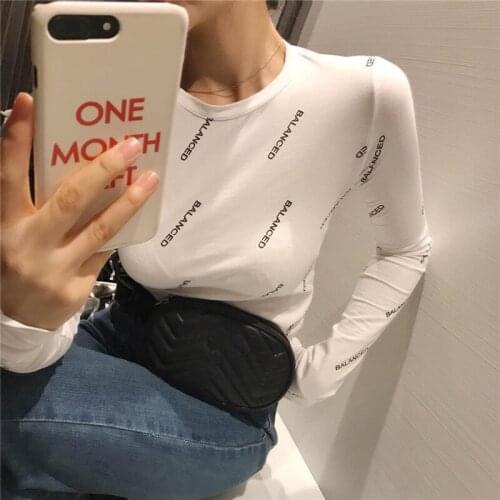 Sexy Long Sleeve T-shirt Letter Print Tunic Fashion Female T-shirts Clothes Women Graphic Turtleneck Tops Streetwear Clothing