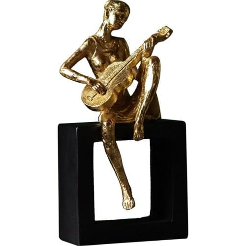 Modern Golden Plating Musician Model Figurines Desktop Ornament Creative Home Decor Resin Bedroom Furnishing Birthday Gifts