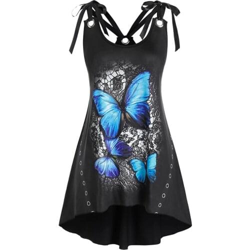 Umeko Tank Tops Women 2021 Summer Sleeveless Sexy Streetwear Aesthetic Floral Blouse Butterfly Print Tied Backless Halter Top