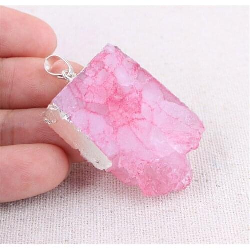 Sweater Chain Accessories Natural Agates Crystal Teeth Geometric Pendant Sweater Chain Pendant