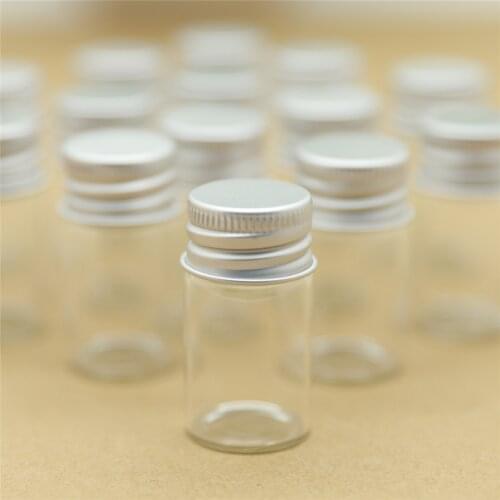 100pcs/lot 22*40mm 8ml Tiny Glass Bottle Vials Silver Screw Cap Mini Test Tube Jar Spices Small Jars Container Decorative
