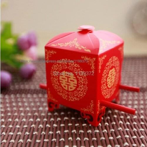 1200pcs RED Wedding sedan China Wedding Bridal Bomboniere Favour Cake Cookie Lolly Gift Candy Box Packing Box Free Shipping