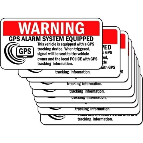 2"*4" 8PCs Anti-Theft Car Vehicle Stickers with GPS Tracking Warning Sign Decal or Static Cling Decal Inside Car Window