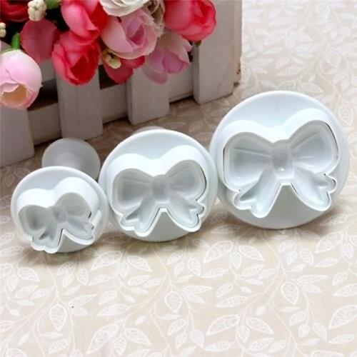 3pcs/set DIY Home Bow Knot Bakeware Flower Plunger Cutter Molds Embossed Stamp For Fondant Cake Cookie Decorating Tools