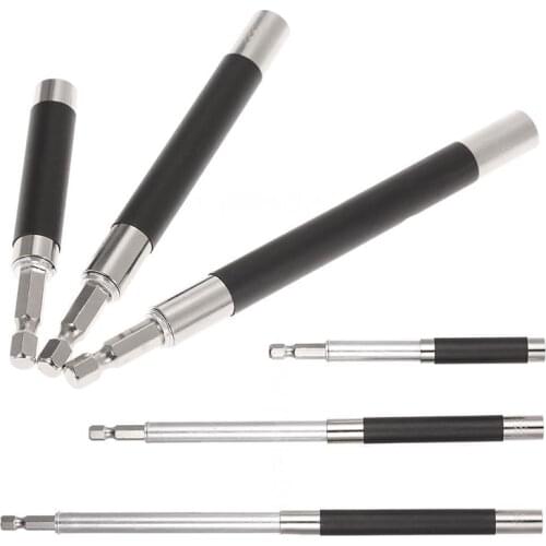 3Pcs 1/4" Hex Shank Carbon Steel Magnetic Extension Bit Holder 80/120/140mm