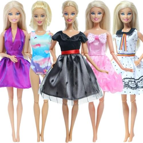 5 Set Fashion Dress Swimsuit Handmade Swimwear Skirt Gown Dollhouse Daily Casual Wear Accessories Clothes for Barbie Doll Toy