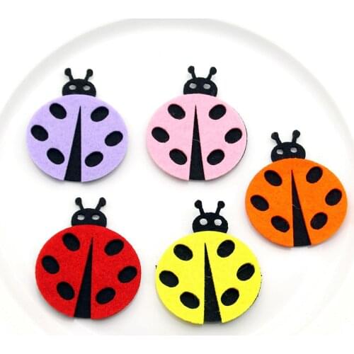 5pcs Felt Cloth Cartoon Beatles Material DIY Children Room Handwork Kid Toy Ladybug For Kids Home Decoration Craft Jewelry New