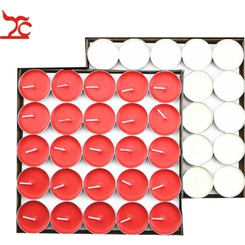 50Pcs/Lot Buddhist Supplies For Light Butter Lamps 2 Hours Smokeless Tea Wax Bougie Birthday Candle Wholesale