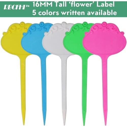 7x16CM Thickened Flower Types Waterproof Plant T Tags Markers Garden Nursery Lables 5 Colors Plastic Stakes Re-Usable Signs