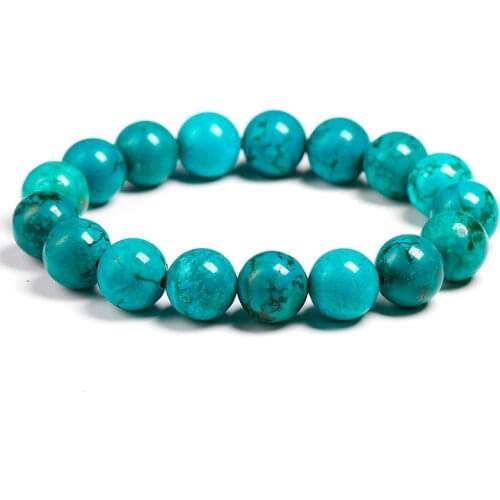 Natural Turquoises Stone 12MM Beads Bracelets for Women Round Beaded Bracelet Men Jewelry Gift Yoga Meditation