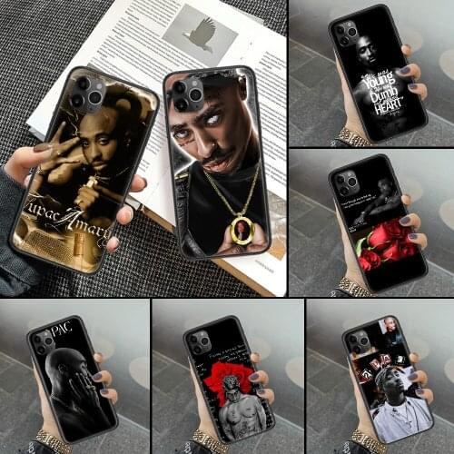 Rapper 2pac Tupac ART Phone Case Cover Hull For iphone 5 5s se 2 6 6s 7 8 12 mini plus X XS XR 11 PRO MAX black luxury funda tpu