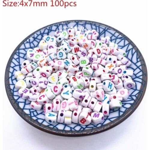 7x4mm 100pcs Color Heart Acrylic Spacer Beads Letter Beads Oval Alphabet Beads For Jewelry Making DIY Handmade Accessories#01