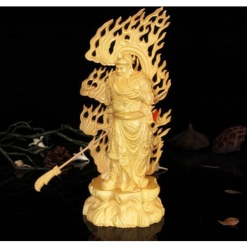 Wood carved ancient Chinese generals Guan Gong, mighty knife statue figures home decoration desktop ornaments
