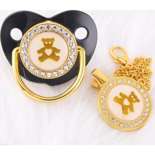 0-18 Months Luxury Chupetes Para Bebes Diamond Baby Pacifier With Chain Clip BPA Free Dummy Nipple For Newborn Baby Shower Gifts