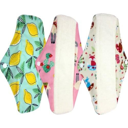 Eco-Friendly Reusable Absorbent Bamboo Sanitary Napkin For Lady Girl Menstrual Period With Wings Spill-Proof Washable Cloth Pads