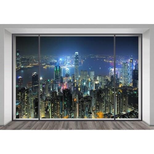 Custom mural wallpaperS 3D murals wallpapers High-rise building with beautiful views of 3d windows TV wall papers home decor