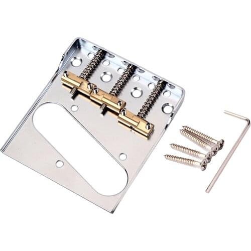 Chrome Vintage Style Fixed Electric Guitar Bridge 3 Brass Saddles for TL Guitar bridge