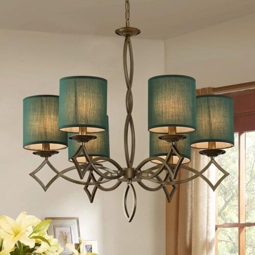 Country living room chandelier creative personality living room Lights Chandeliers new net red light simple fabric bedroom lamp