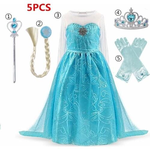 Snow Queen 2 Girls Costume Fantasy Kids Cosplay Clothes for Halloween Girl Birthday Princess Dresses Childrens Clothing Vestido