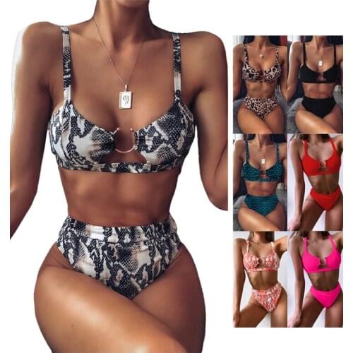 Bikini Sexy Push Up High Waist Leopard Snake Print Split Womens Swimwear Bikini Summer New 2021 Swimwear