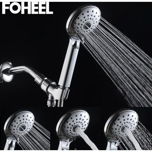 FOHEEL shower head hand shower adjustable high pressure shower head water saving one button to stop water shower heads