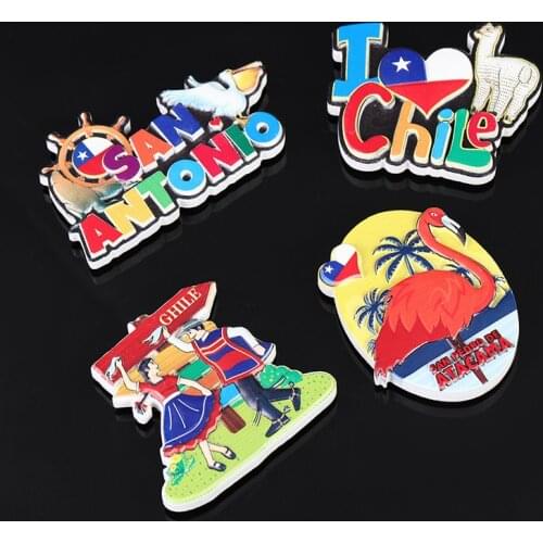 Fridge Magnet Souvenir South America Chile Tourism Decor Creative Resin Cartoon Refrigerator Magnets Sticker Kitchen Decoration