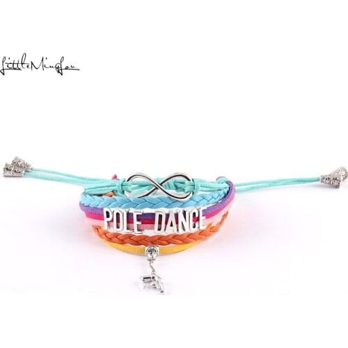 Little MingLou Pole Dance bracelet Gymnastics charm leather adjustable strap tassels men bracelets & bangles for men jewelry