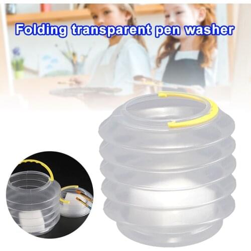Multi-Purpose Compact Portable Pen Washing Bucket Folding Plastic Transparent Pen Washing Bucket UD88