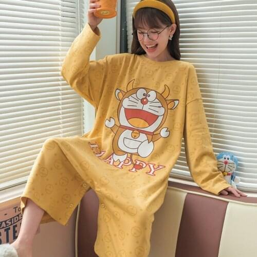 Fashion Pyjamas Women Men Couples Sleepwear Long Sleeve Pijama Mujer Korean Loose Cartoon Cat Girl Jumpsuits Pajamas XXL