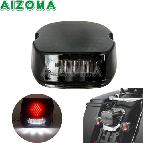 Smoke Motorcycle LED Tail Light 12V Brake License Plate Lamp Rear Stop Lamp For Harley Sportster SuperLow Dyna Super Glide FXD