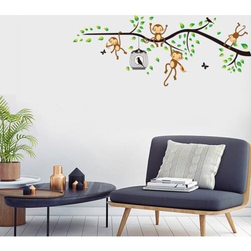 Cartoon Wall Stickers Home Decor Living Room Sofa Backdrop Decal Mural Monkey Sticker for Kids Room Baby Bedroom Decoration DIY