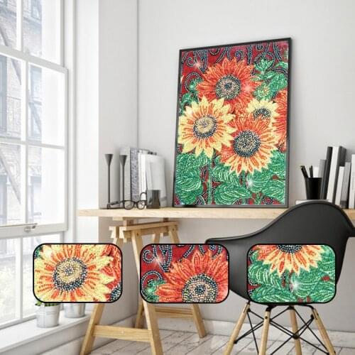5D DIY Special Shaped Diamond Painting Sunflower Embroidery Mosaic Craft Kit Home Decoration Gift for Living Room Bedroom