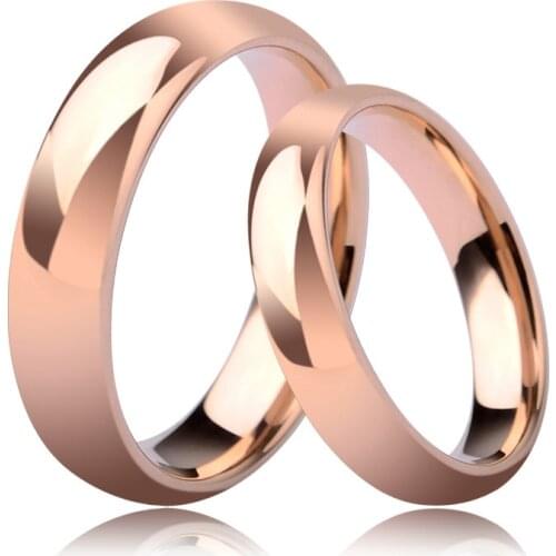 Rose Gold Rings Set for Lovers 6mm Tungsten Couple Ring for Men 4mm for Women Customs Engraving Name Free Size 6 to 14