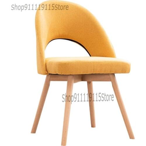 Nordic Luxury Solid Wood Dining Chair Small Family Dining Table Chair Household Cloth Leather Leisure Back Chair