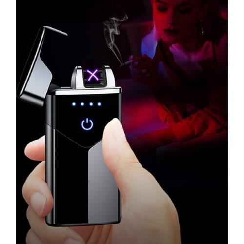 2020 New Dual Arc USB Lighter Rechargeable Electronic Lighter LED Screen Cigar Plasma Power Display Pulse Thunder Lighter