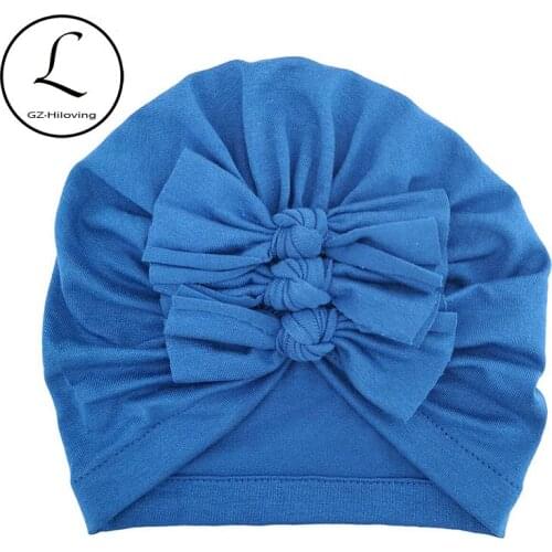 New 3pcs Bow Turban hats For Newborn Baby Girls Boys Autumn Soft Childs Kids Cotton Skullies Beanies Hats And caps Newborn Gifts