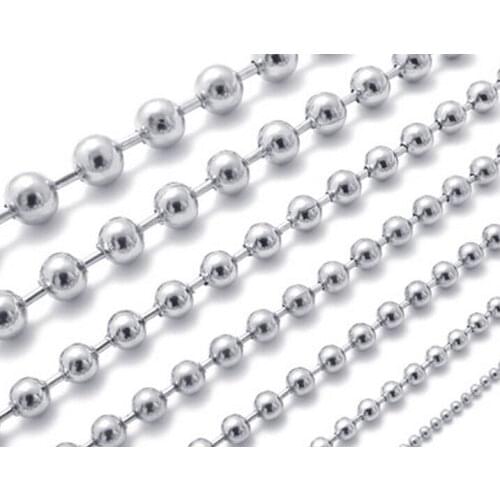Lot 100pc wholesale stainless steel Tone Beads Chain necklaces on sale Jewelry 1.5mm/2mm/2.4mm/3mm