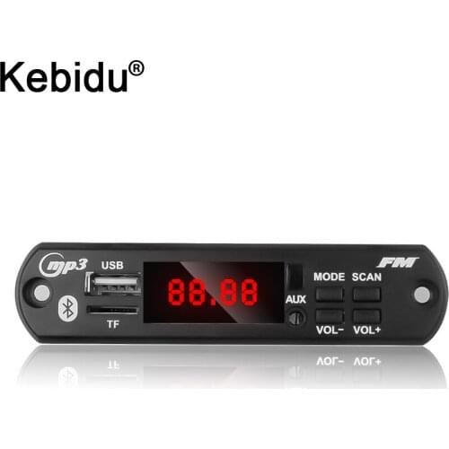 Kebidu Bluetooth MP3 WMA USB/SD/FM/AUX Decoder Board Plate Audio Module 5V 12V Automobile Car Color screen Car MP3 Speaker