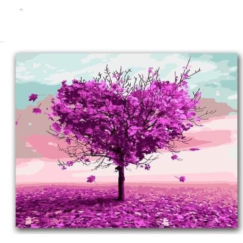 Colorings by numbers Love trees scenery modular canvas paints pictures draw with kits handmade gift for hoom decor